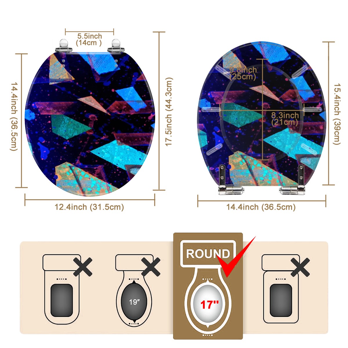 Gavin Scott Round Toilet Seat w/Matching Soft-close Lid (O-Shape)