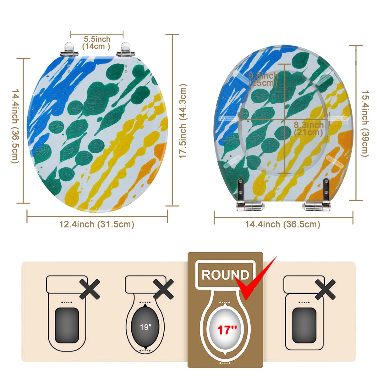 Gavin Scott Round Toilet Seat w/Matching Soft-close Lid (O-Shape)