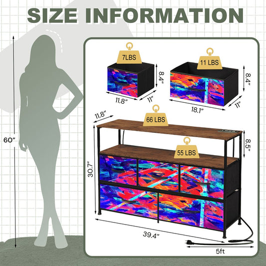 Gavin Scott TV Stand w/5 Drawer Dresser & Charging Station