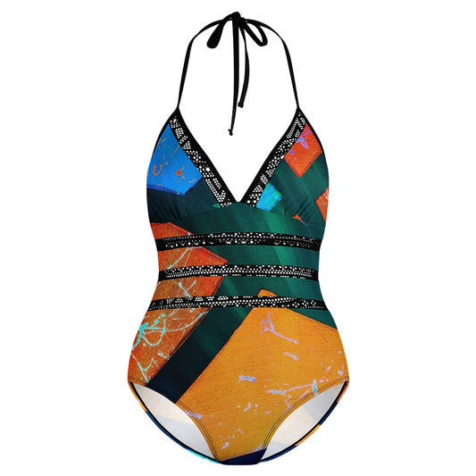 Gavin Scott Lace Halter One-Piece Swimsuit (Femme XL-4XL)