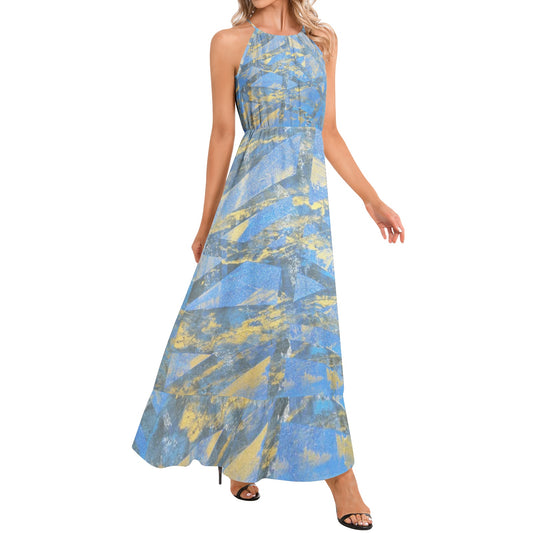 Gavin Scott Ruffle Hem Halter Neck Maxi Dress (Femme XS-3XL)
