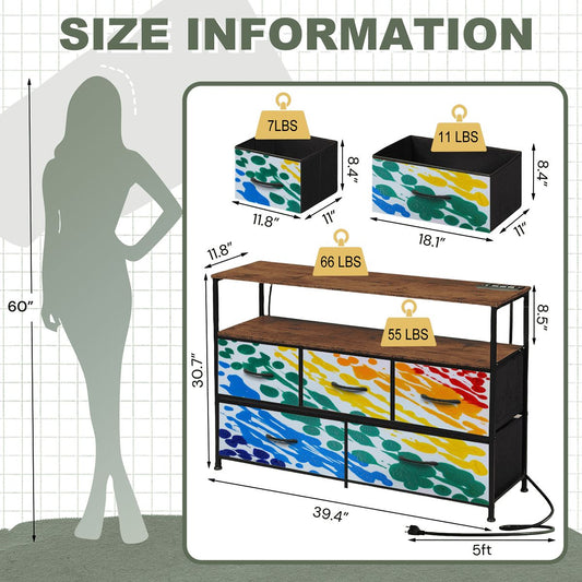 Gavin Scott TV Stand w/5 Drawer Dresser & Charging Station