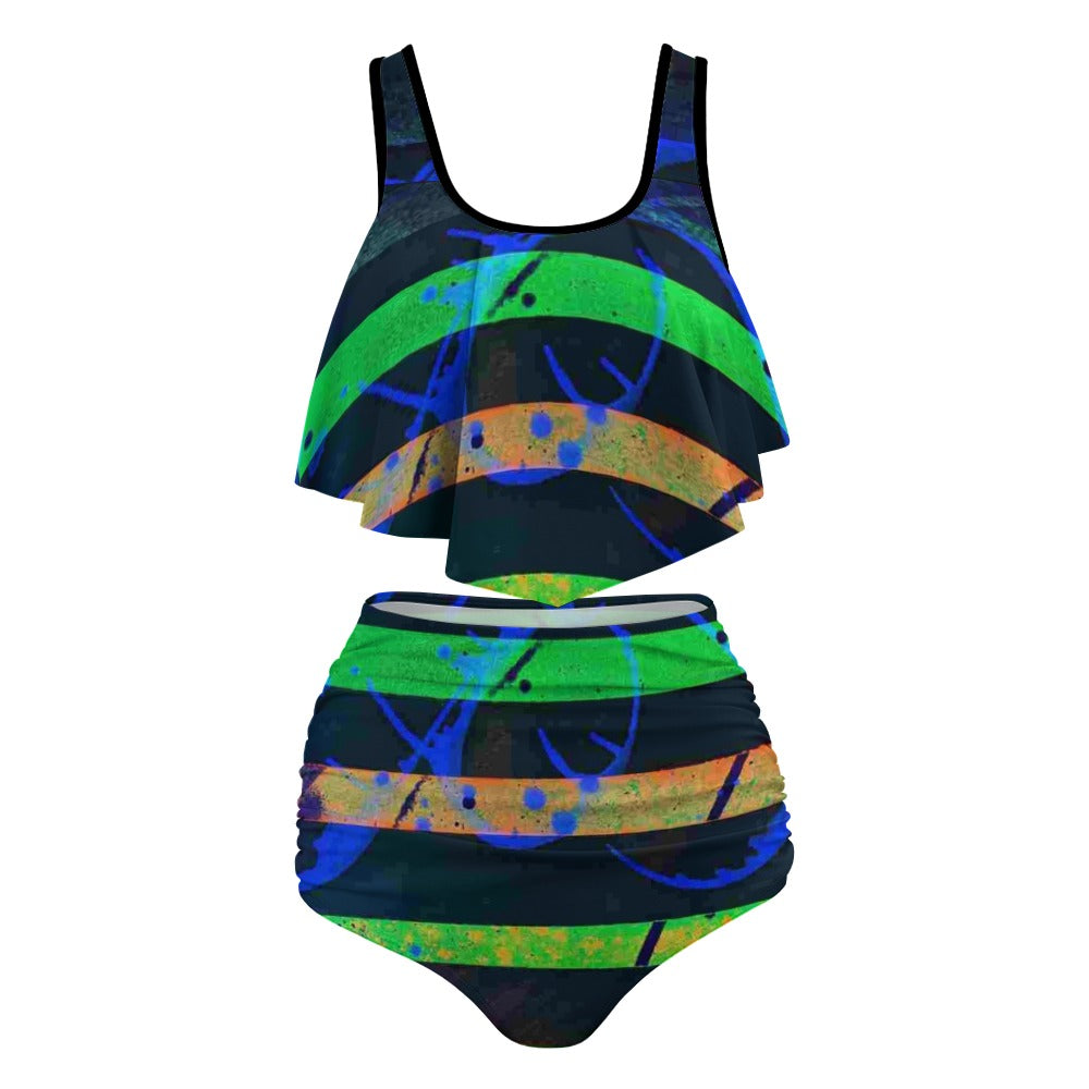 Gavin Scott Ruffled Two Piece Swimsuit (Femme XL-4XL)