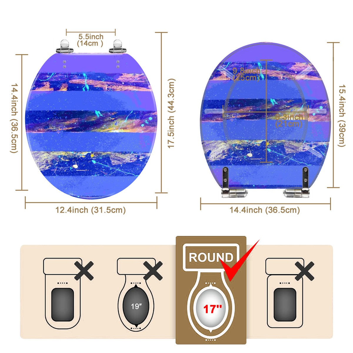 Gavin Scott Round Toilet Seat w/Matching Soft-close Lid (O-Shape)