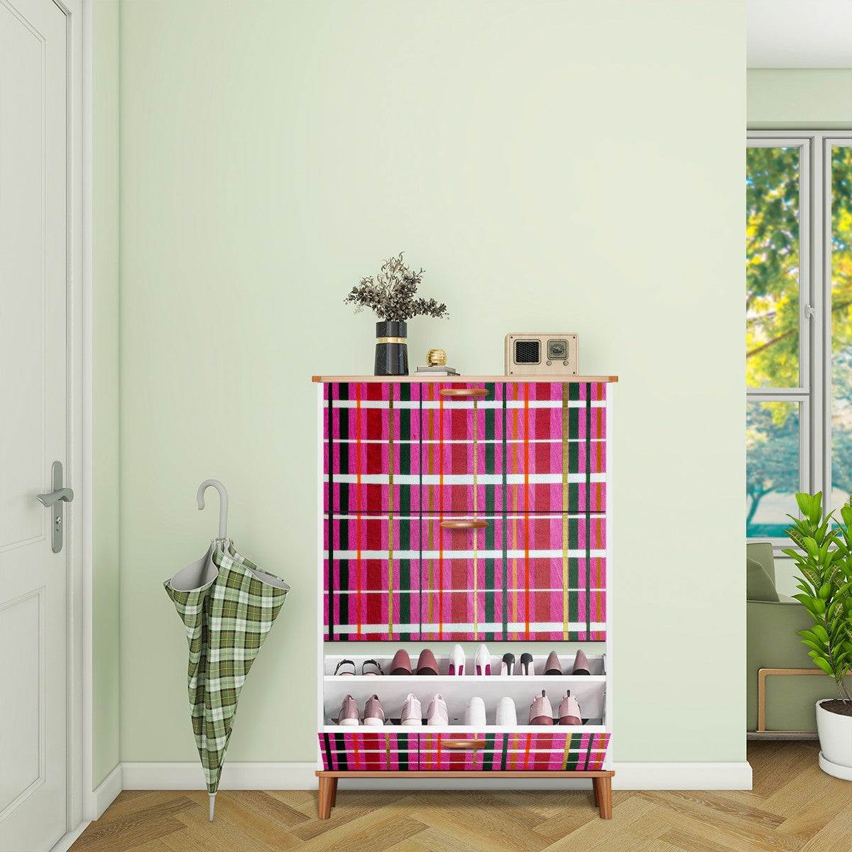 Gavin Scott Wood & Leather Shoe Cabinet