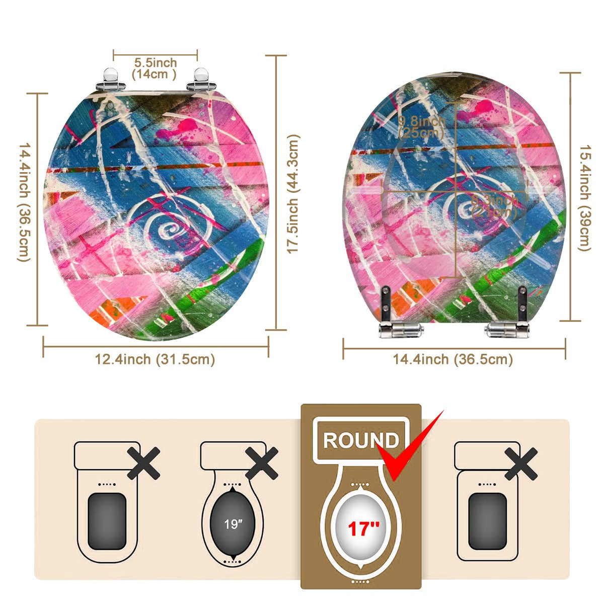 Gavin Scott Round Toilet Seat w/Matching Soft-close Lid (O-Shape)