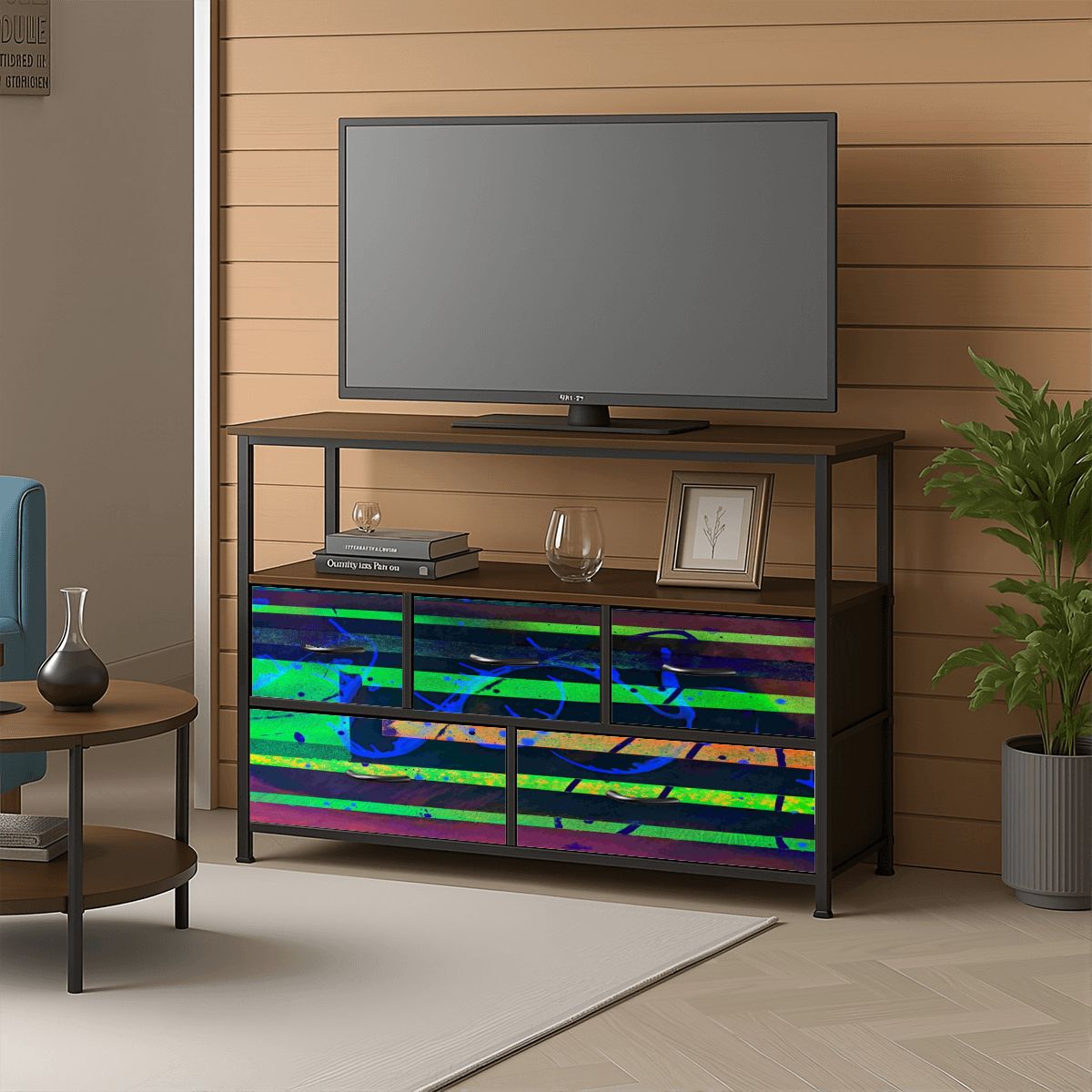 Gavin Scott TV Stand w/5 Drawer Dresser & Charging Station