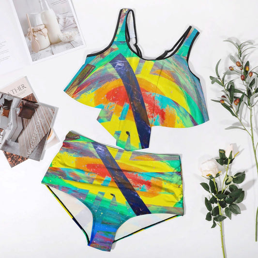 Gavin Scott Ruffled Two Piece Swimsuit (Femme XL-4XL)