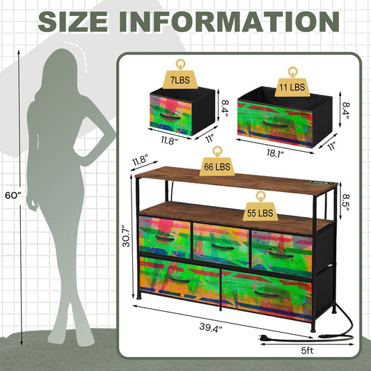 Gavin Scott TV Stand w/5 Drawer Dresser & Charging Station