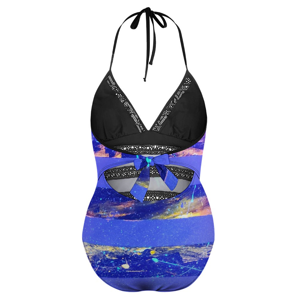 Gavin Scott Lace Halter One-Piece Swimsuit (Femme XL-4XL)