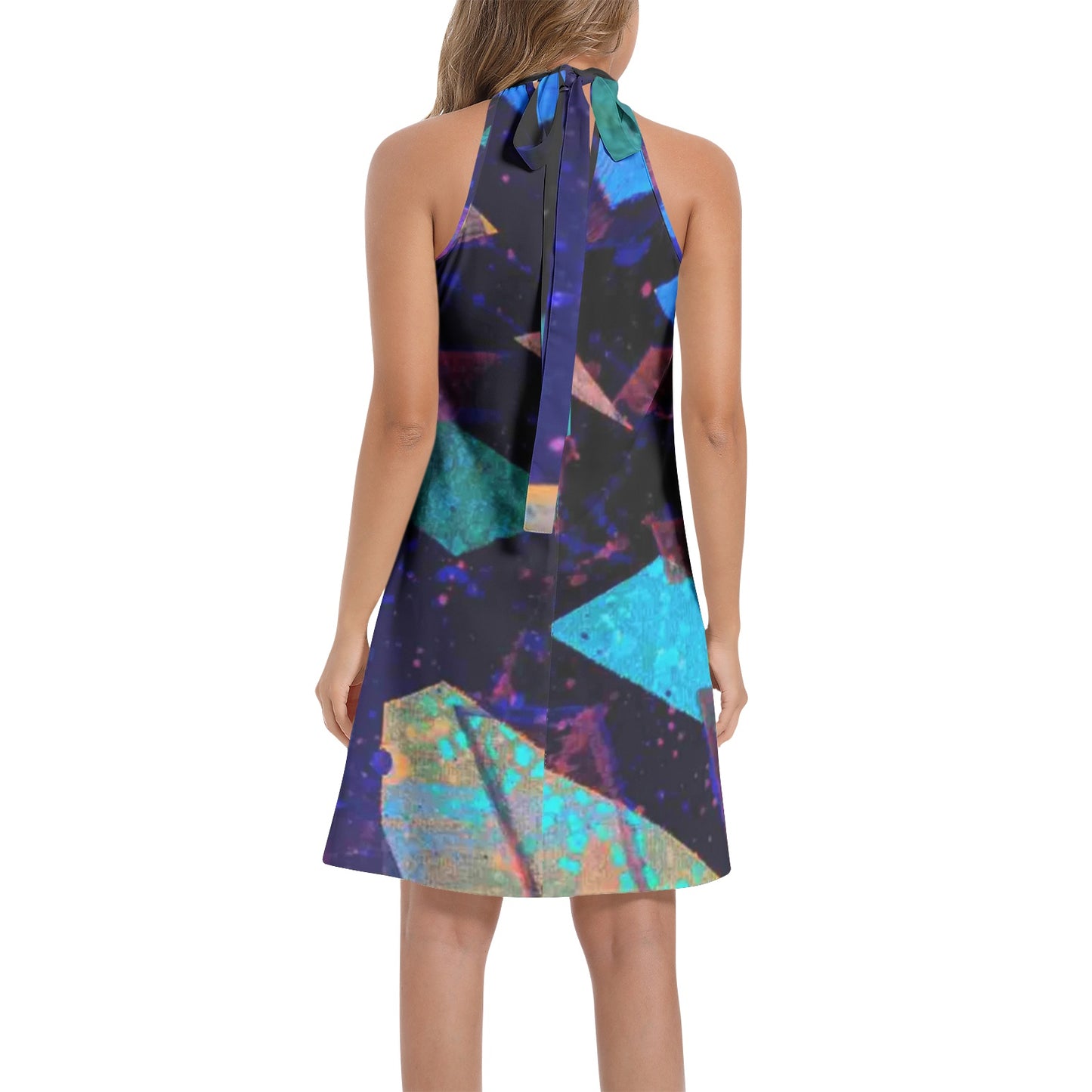 Gavin Scott Tie Back Halter Neck Flared Dress (Femme XS-3XL)