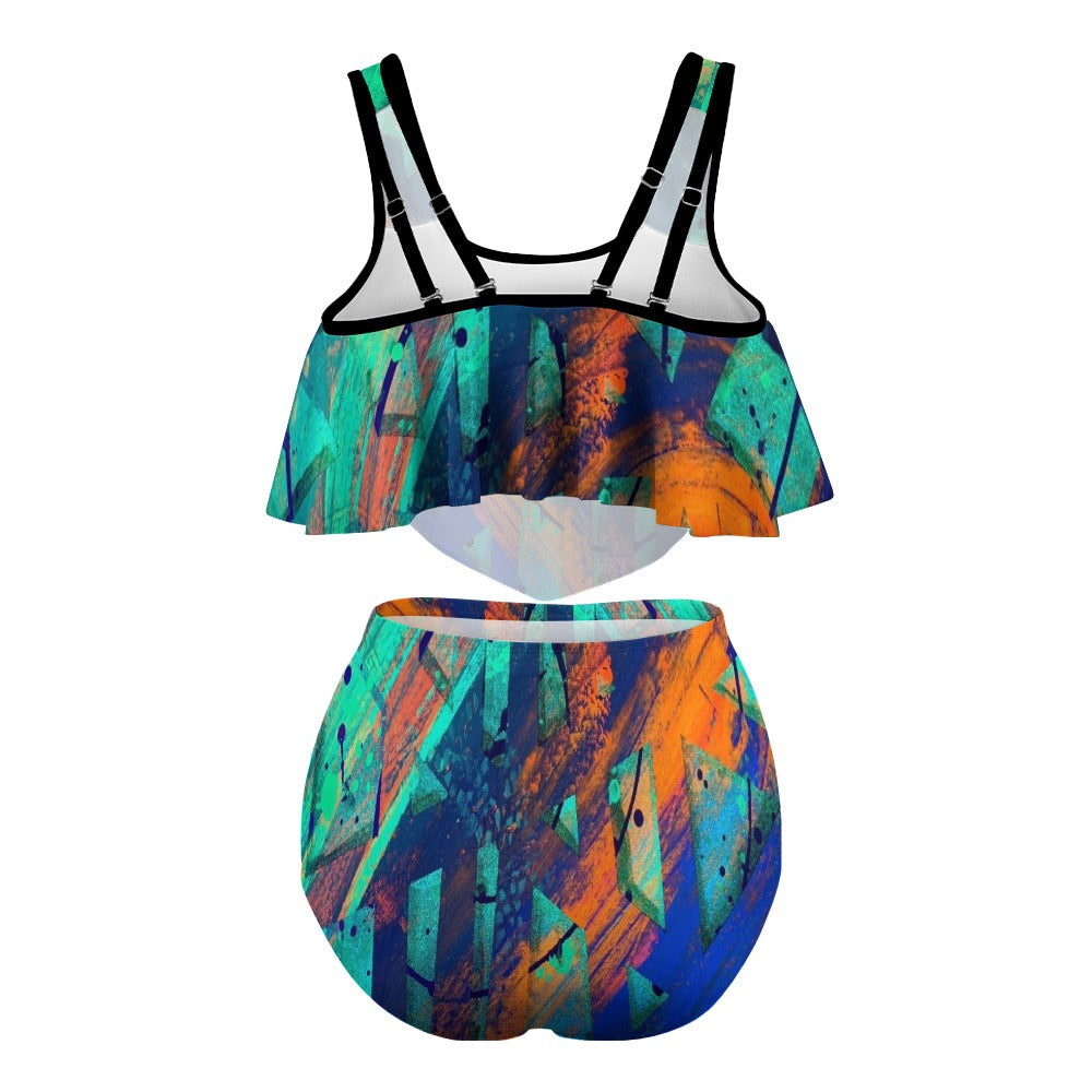 Gavin Scott Ruffled Two Piece Swimsuit (Femme XL-4XL)
