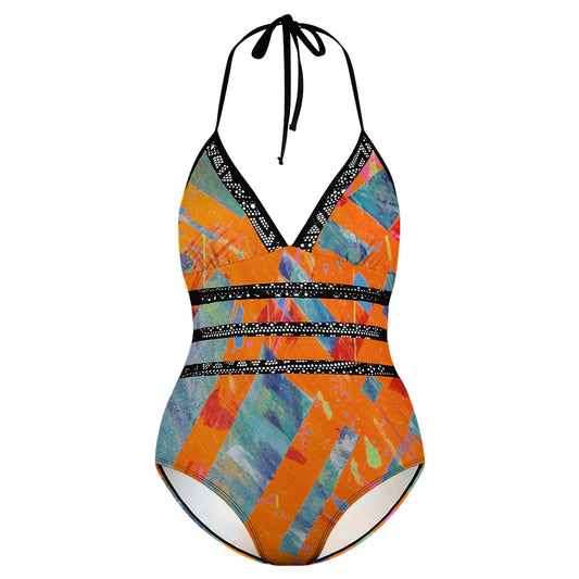 Gavin Scott Lace Halter One-Piece Swimsuit (Femme XL-4XL)