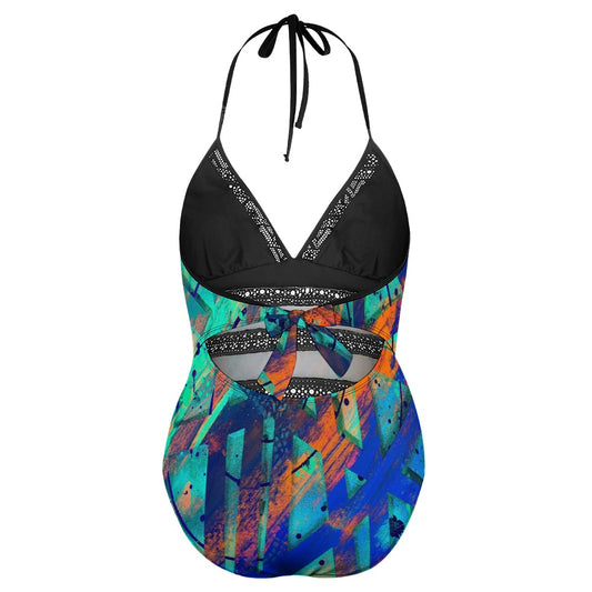 Gavin Scott Lace Halter One-Piece Swimsuit (Femme XL-4XL)
