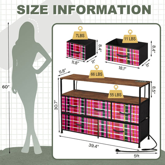 Gavin Scott TV Stand w/5 Drawer Dresser & Charging Station