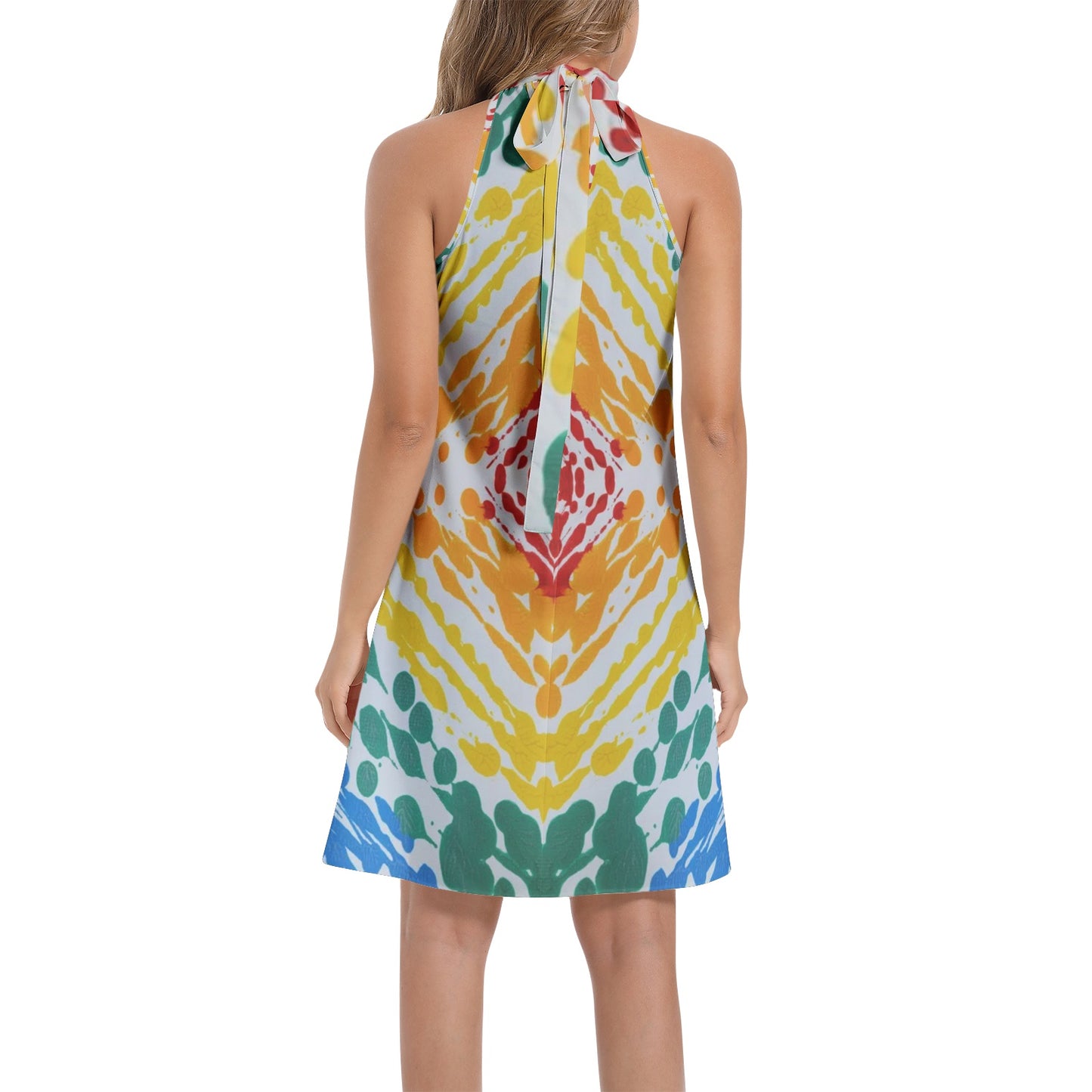 Gavin Scott Tie Back Halter Neck Flared Dress (Femme XS-3XL)