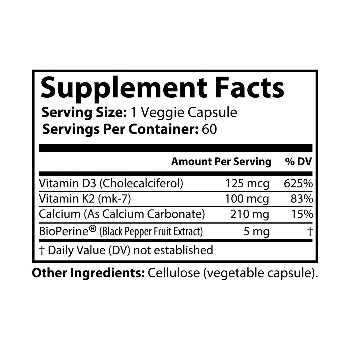 Gavin Scott Cosmetics Vitamin K2 + D3 Supplement (60 Capsules)