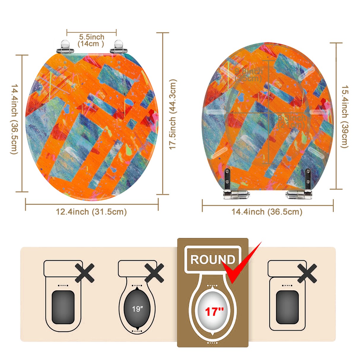 Gavin Scott Round Toilet Seat w/Matching Soft-close Lid (O-Shape)