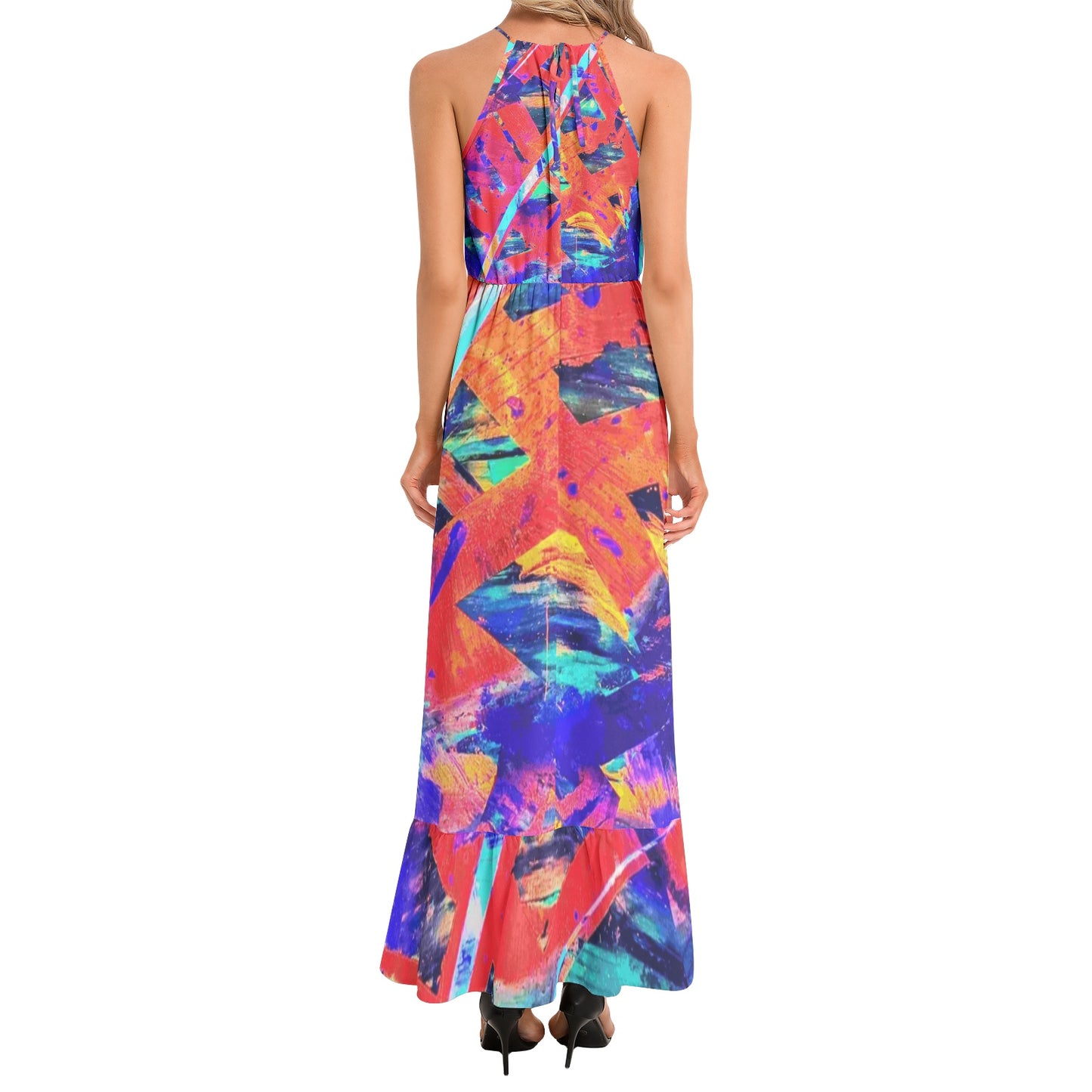 Gavin Scott Ruffle Hem Halter Neck Maxi Dress (Femme XS-3XL)