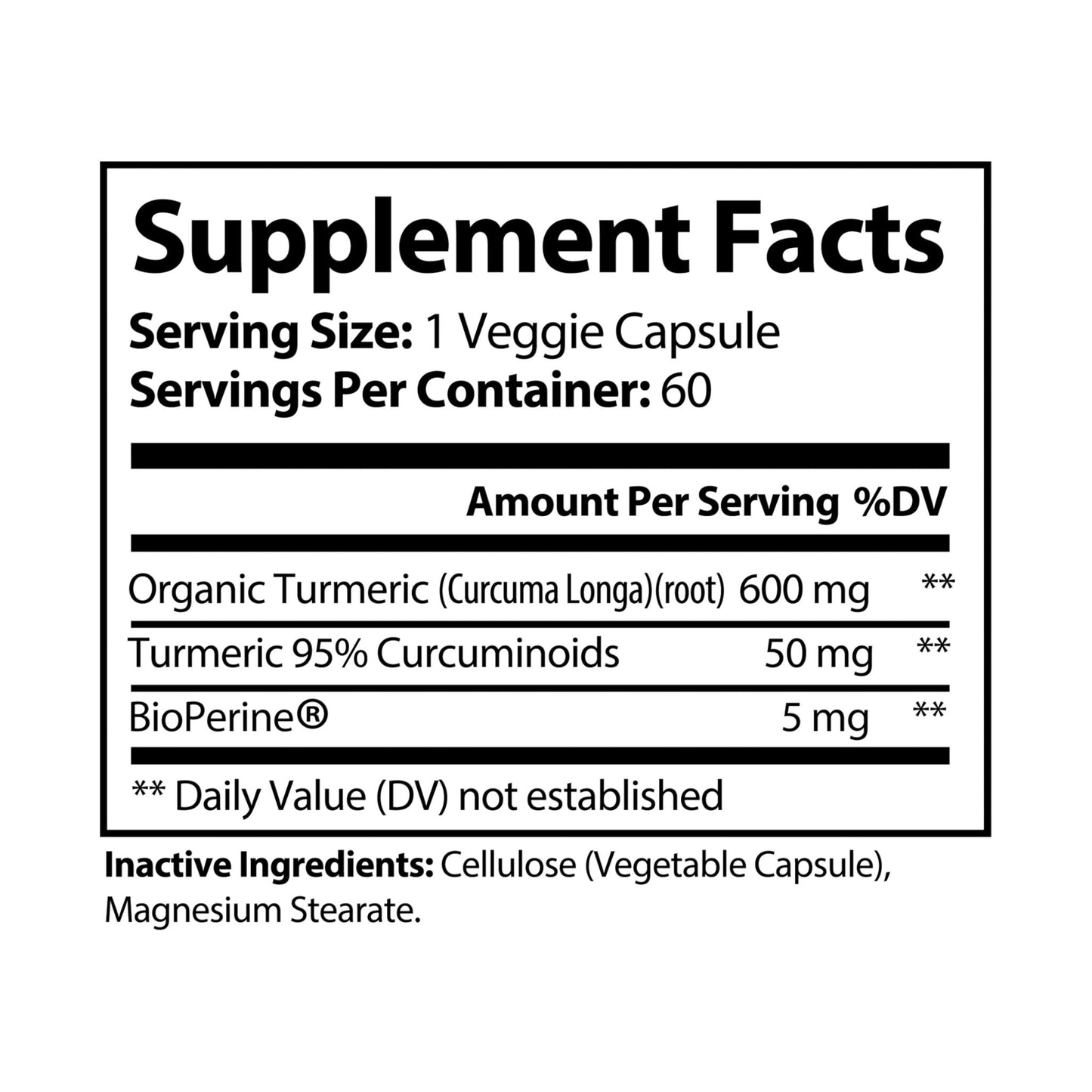 Gavin Scott Cosmetics Turmeric with BioPerine® (Black Pepper Fruit Extract) Supplement (60 Capsules)