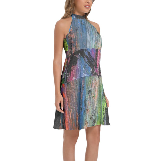 Gavin Scott Tie Back Halter Neck Flared Dress (Femme XS-3XL)