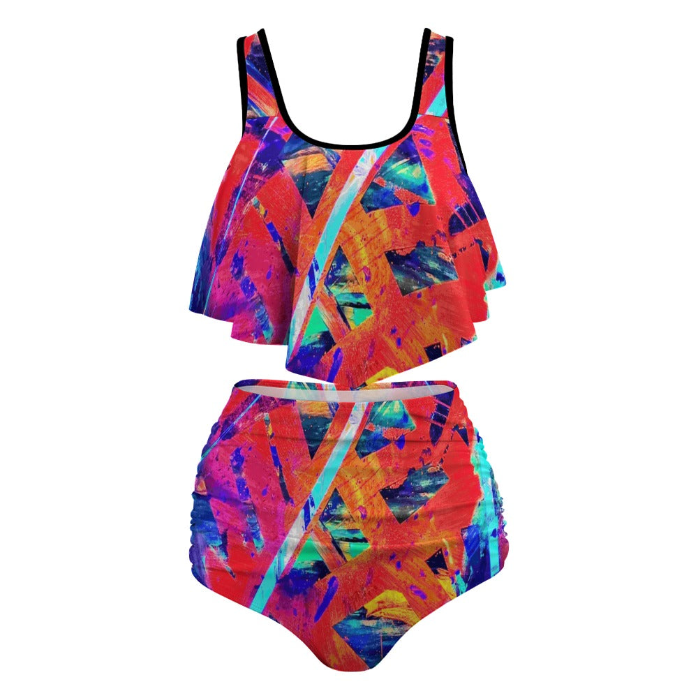 Gavin Scott Ruffled Two Piece Swimsuit (Femme XL-4XL)