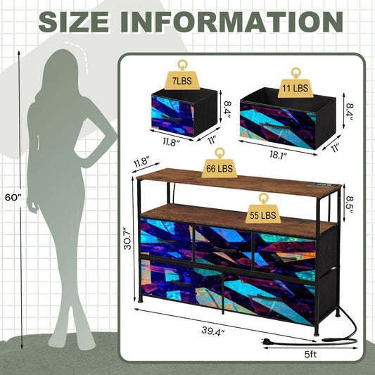 Gavin Scott TV Stand w/5 Drawer Dresser & Charging Station