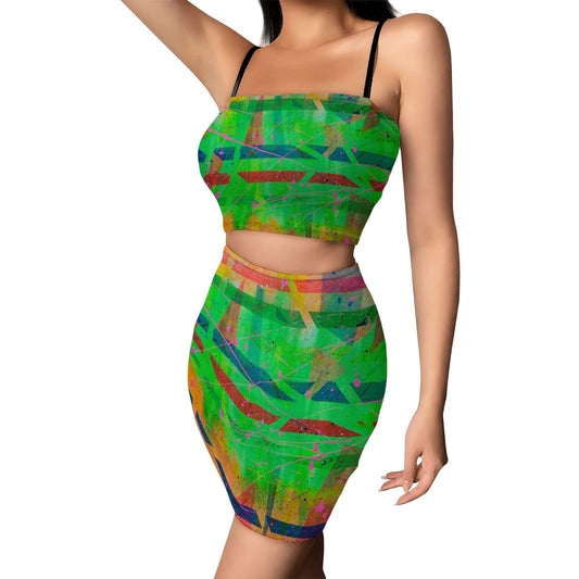 Gavin Scott Crop Tank Top & Mini Skirt Set (Femme S-4XL)