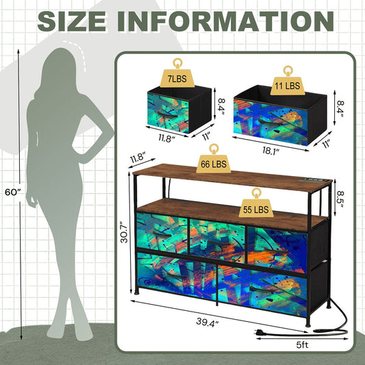 Gavin Scott TV Stand w/5 Drawer Dresser & Charging Station