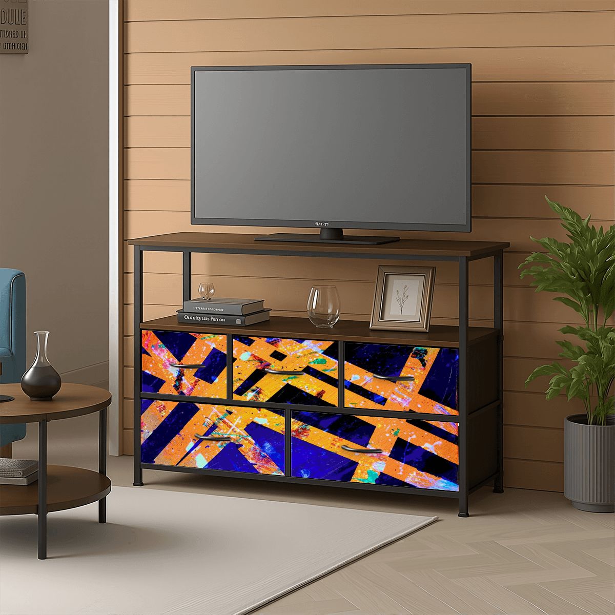 Gavin Scott TV Stand w/5 Drawer Dresser & Charging Station