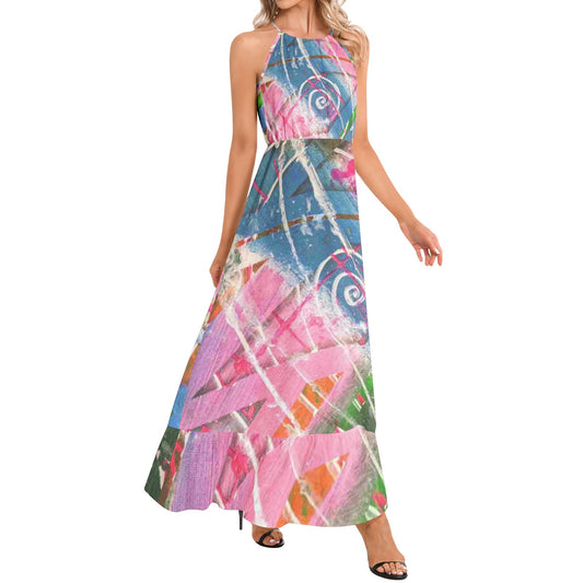 Gavin Scott Ruffle Hem Halter Neck Maxi Dress (Femme XS-3XL)