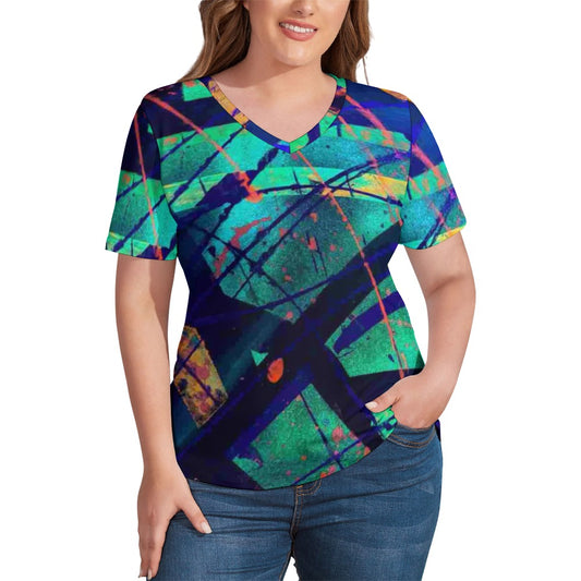 Gavin Scott Ice Silk V-Neck Short-sleeve Shirt (Femme S-5XL)