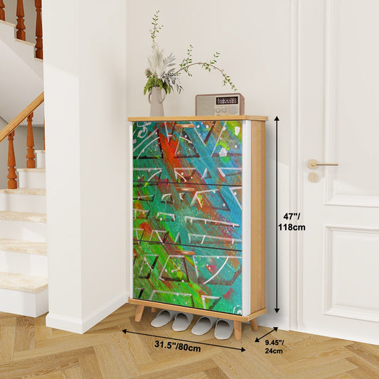 Gavin Scott Wood & Leather Shoe Cabinet