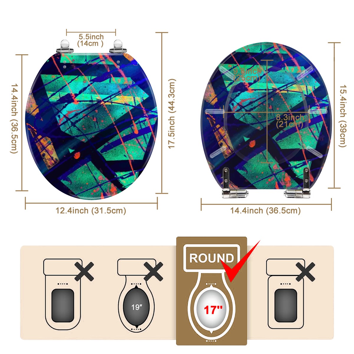 Gavin Scott Round Toilet Seat w/Matching Soft-close Lid (O-Shape)