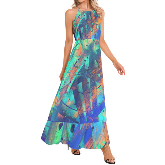 Gavin Scott Ruffle Hem Halter Neck Maxi Dress (Femme XS-3XL)