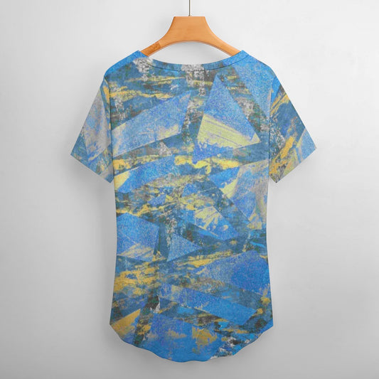 Gavin Scott Ice Silk V-Neck Short-sleeve Shirt (Femme S-5XL)