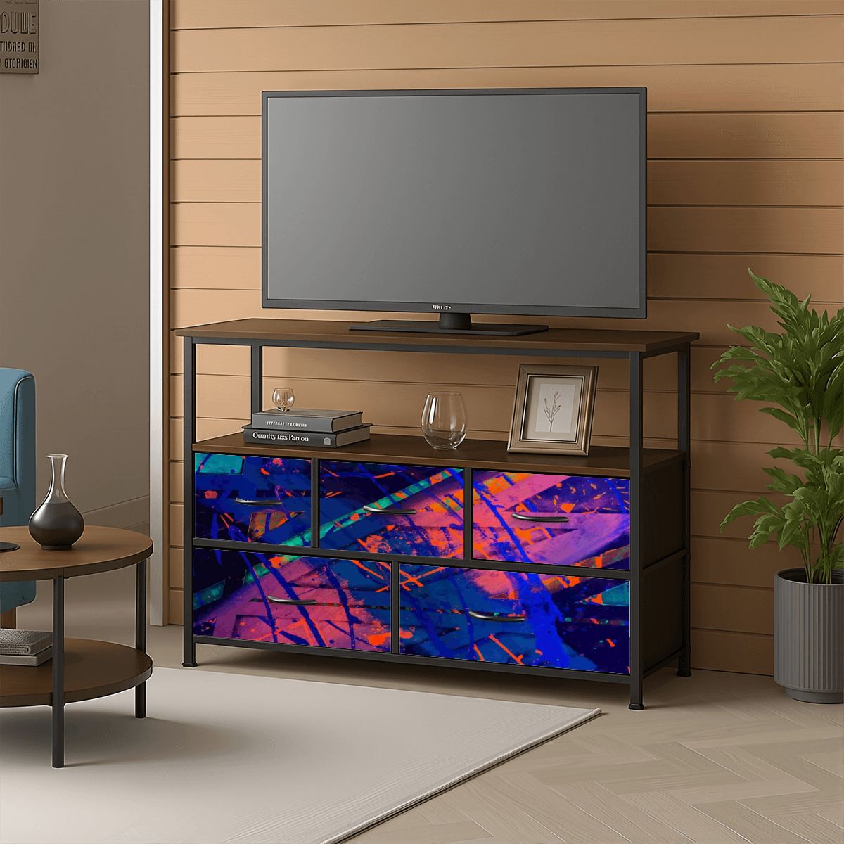 Gavin Scott TV Stand w/5 Drawer Dresser & Charging Station