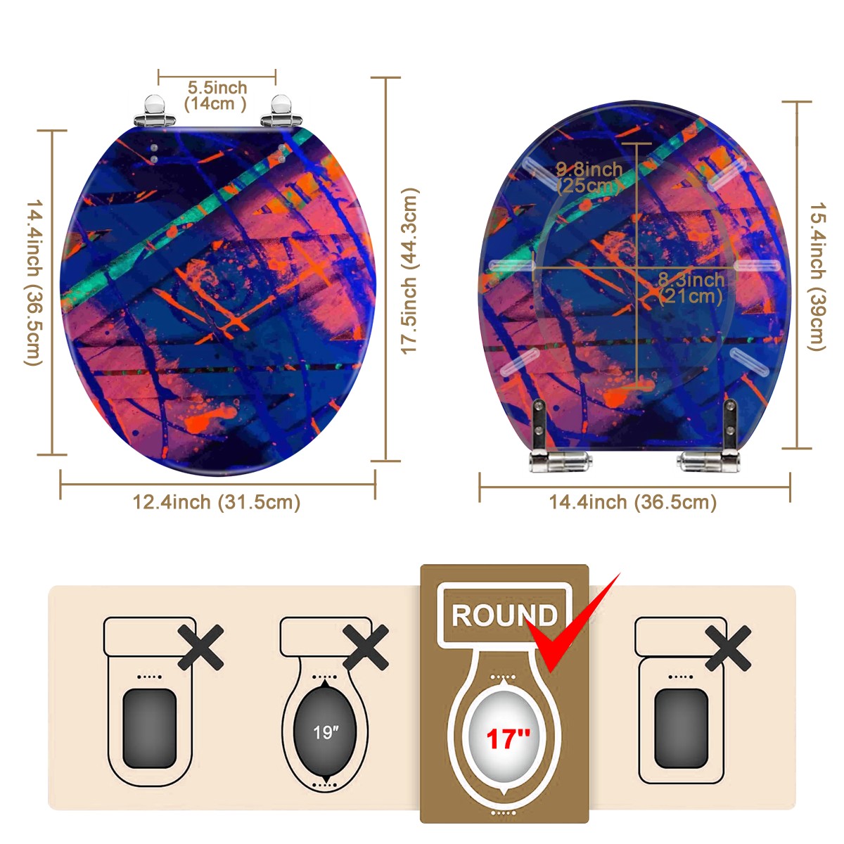 Gavin Scott Round Toilet Seat w/Matching Soft-close Lid (O-Shape)