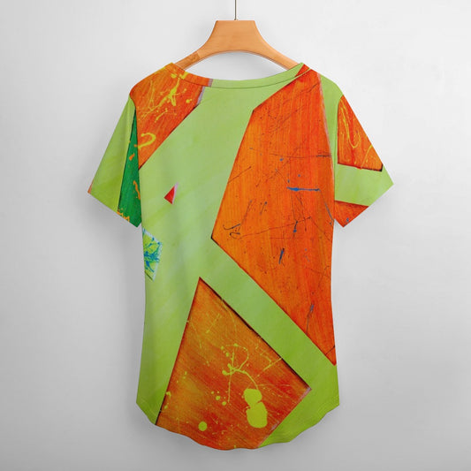 Gavin Scott Ice Silk V-Neck Short-sleeve Shirt (Femme S-5XL)