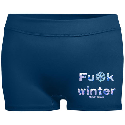 Gavin Scott Censored FU*K WINTER Fitted Moisture-Wicking 2.5 inch Inseam Shorts (Femme XS-2XL)