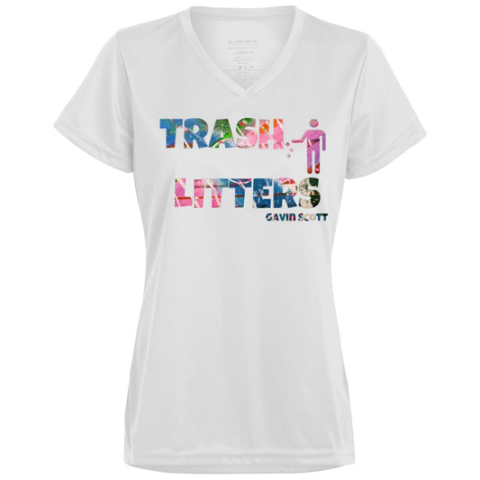 Gavin Scott TRASH LITTERS Moisture-Wicking V-Neck Tee (Femme XS-3XL)
