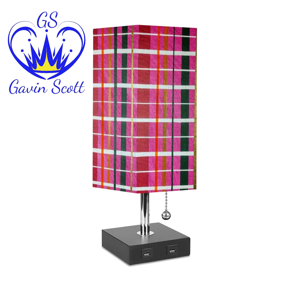 Gavin Scott Square Table Lamp with two USB Ports