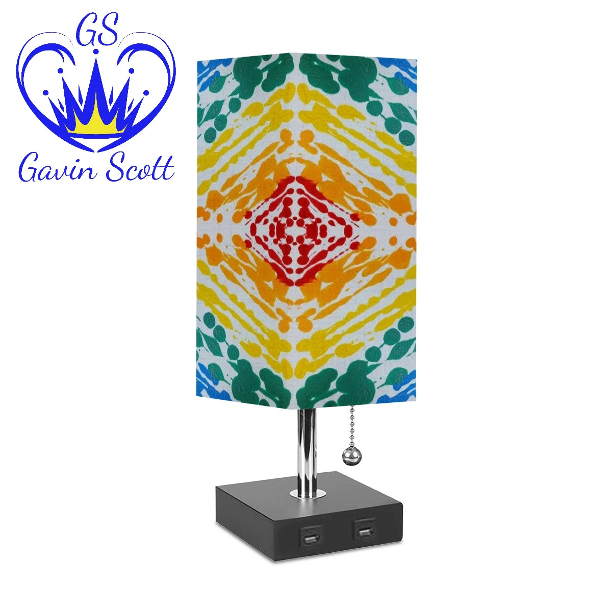 Gavin Scott Square Table Lamp with two USB Ports