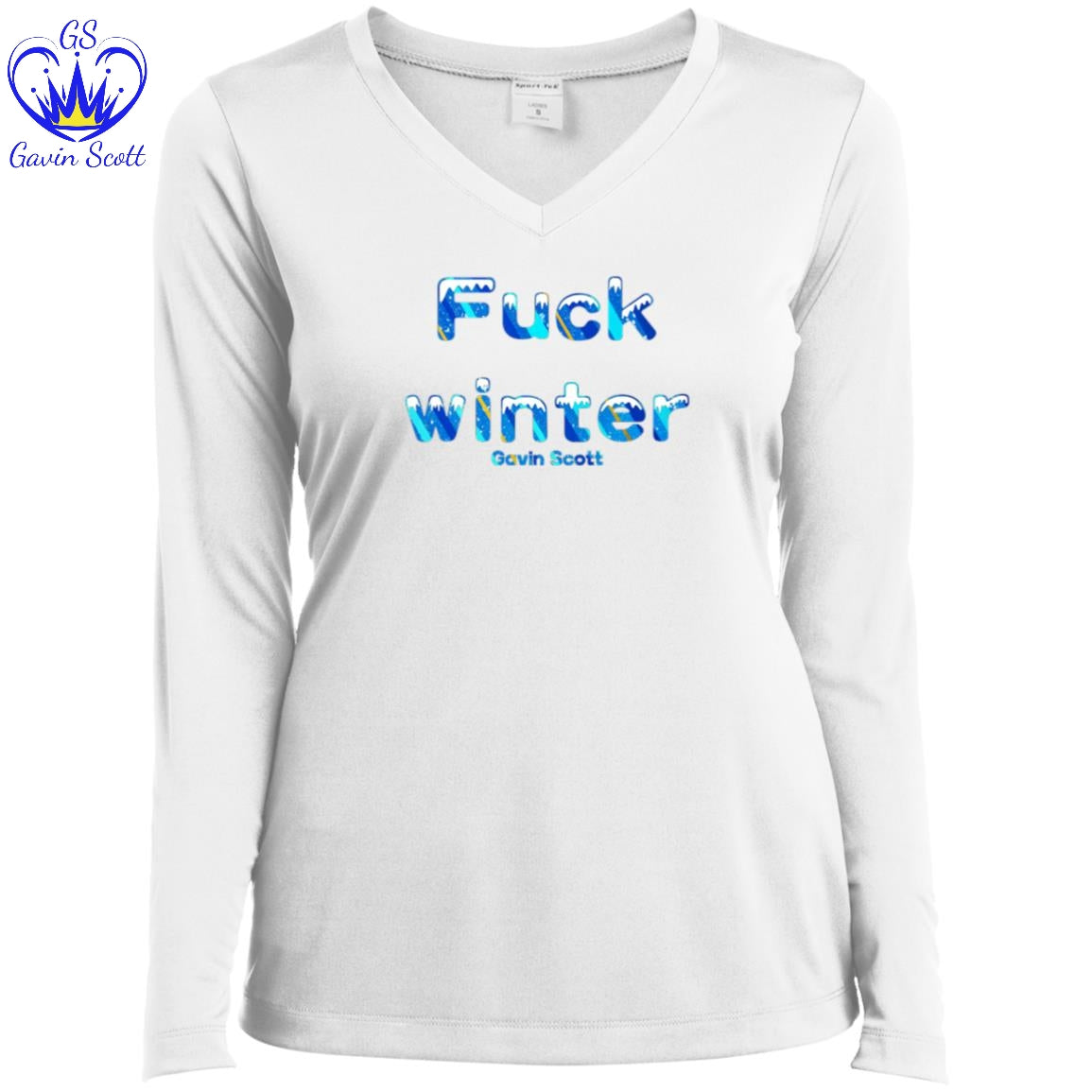 Gavin Scott Uncensored FUCK WINTER Long Sleeve Performance V-Neck Tee (Femme XS-4XL)