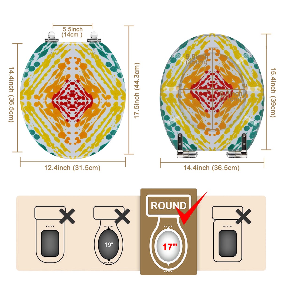 Gavin Scott Round Toilet Seat w/Matching Soft-close Lid (O-Shape)