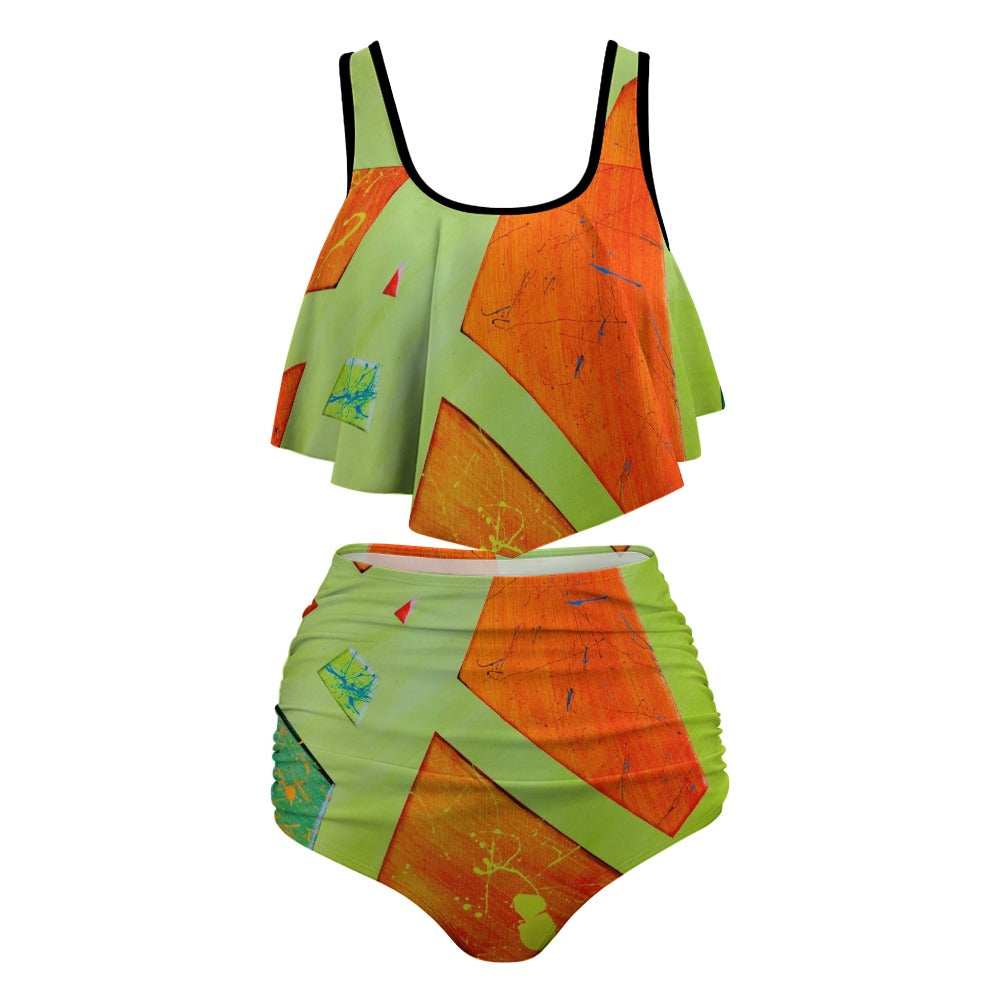 Gavin Scott Ruffled Two Piece Swimsuit (Femme XL-4XL)
