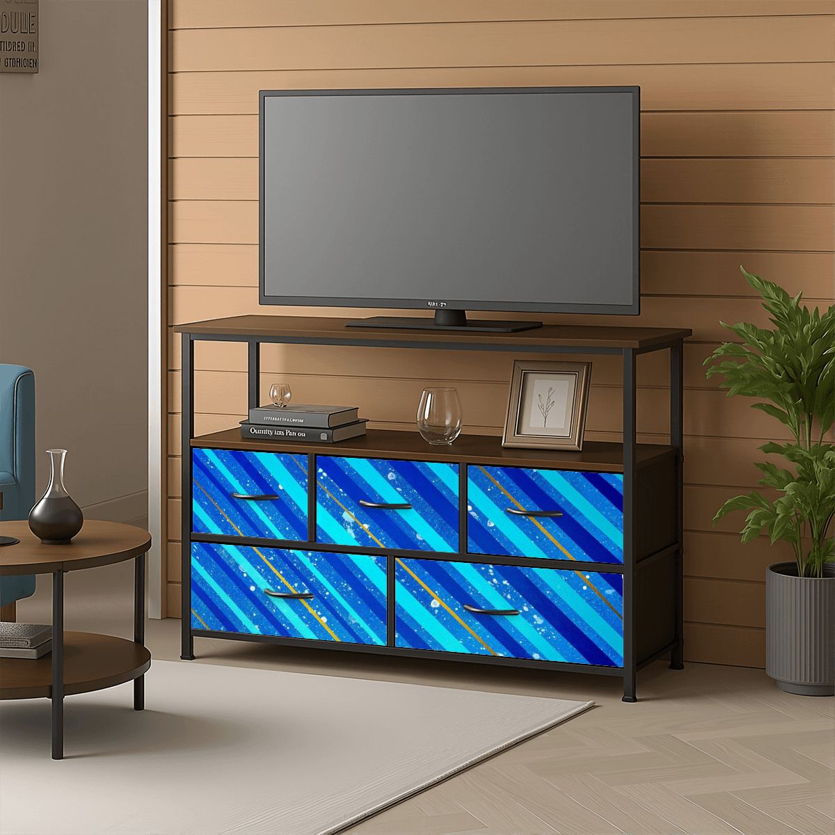 Gavin Scott TV Stand w/5 Drawer Dresser & Charging Station