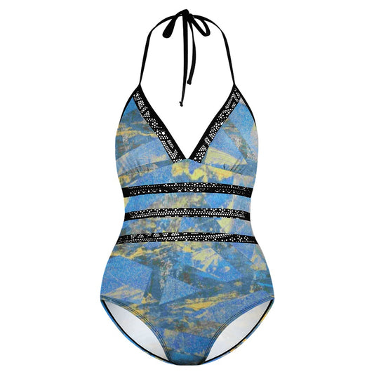 Gavin Scott Lace Halter One-Piece Swimsuit (Femme XL-4XL)