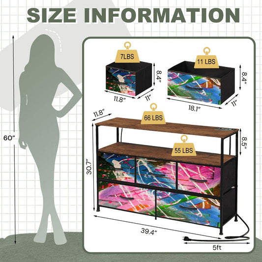 Gavin Scott TV Stand w/5 Drawer Dresser & Charging Station