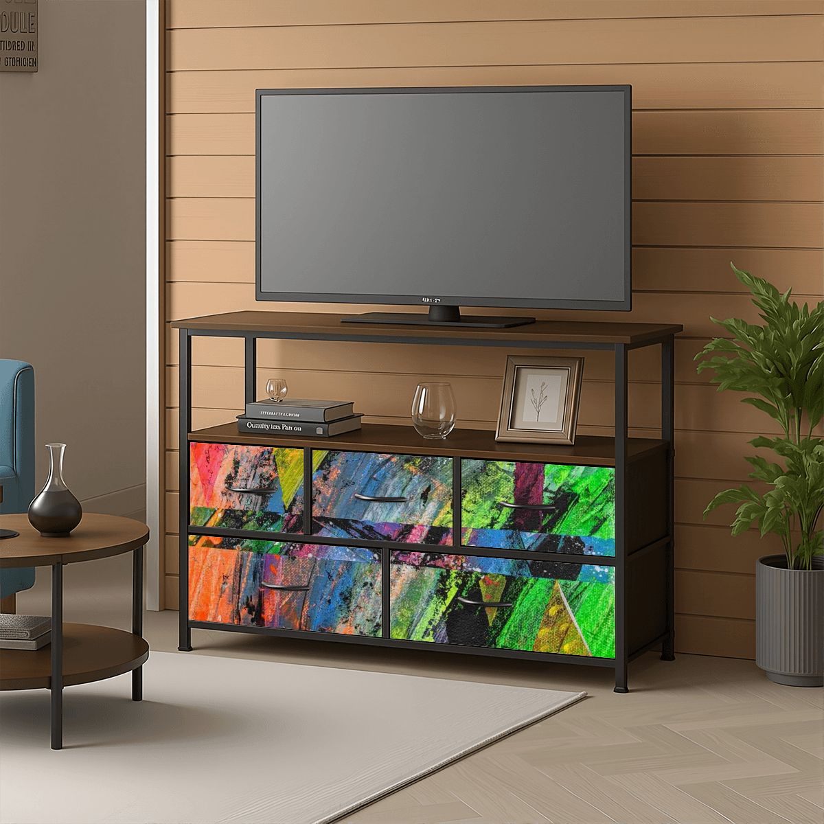 Gavin Scott TV Stand w/5 Drawer Dresser & Charging Station